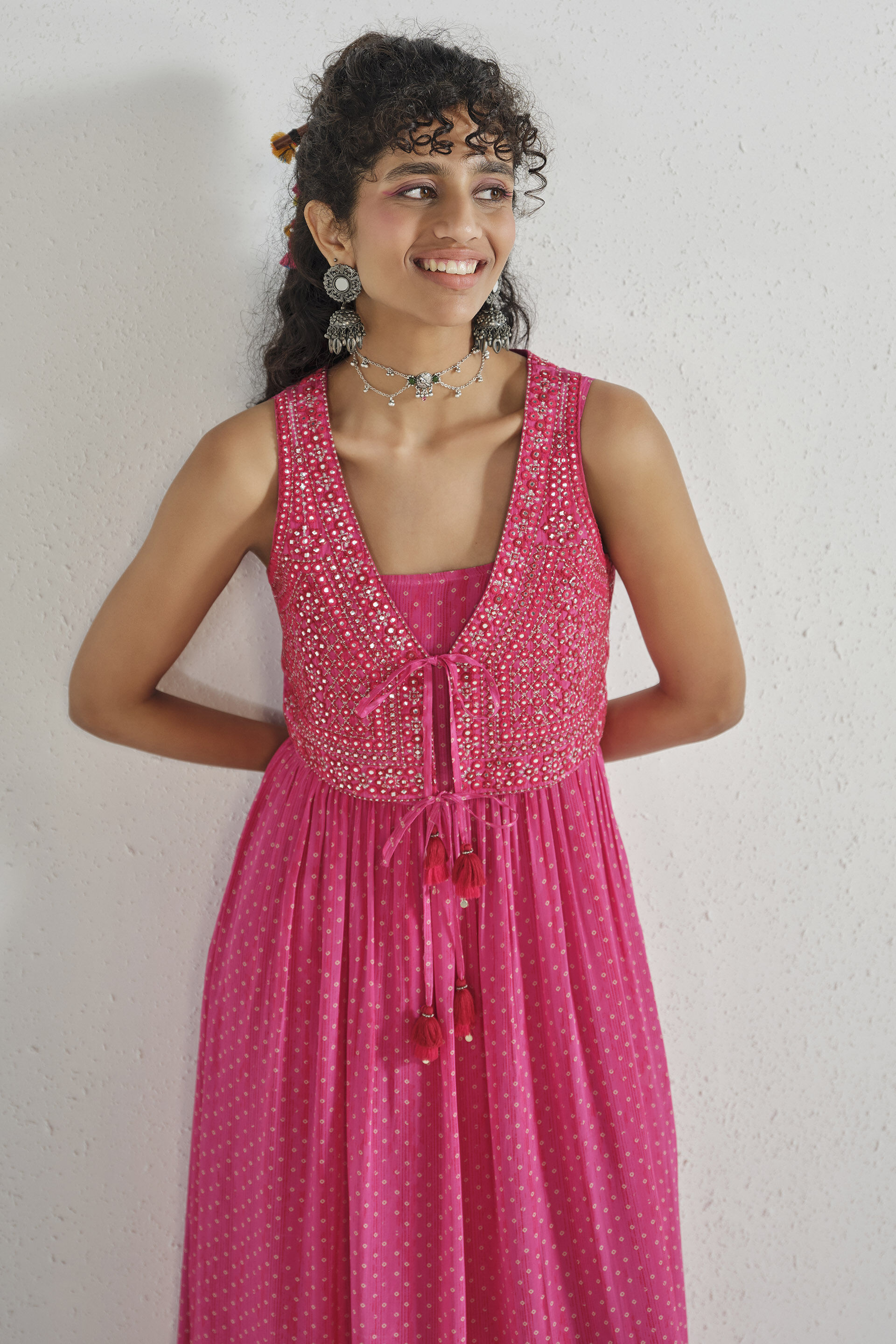 Fuchsia Embroidered Maxi Set, Fuschia, image 2